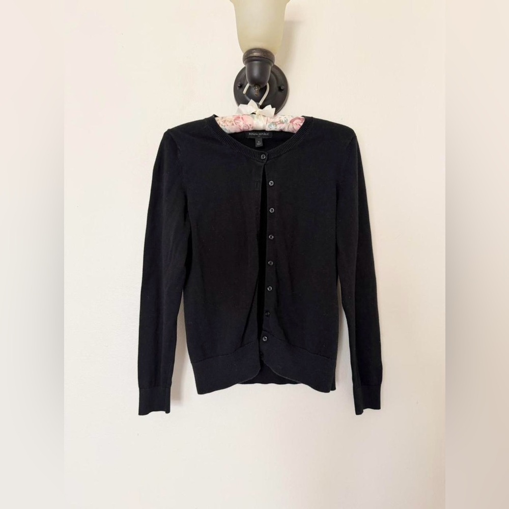 Black Banana Republic Cozy Cotton Cardigan Sweater
